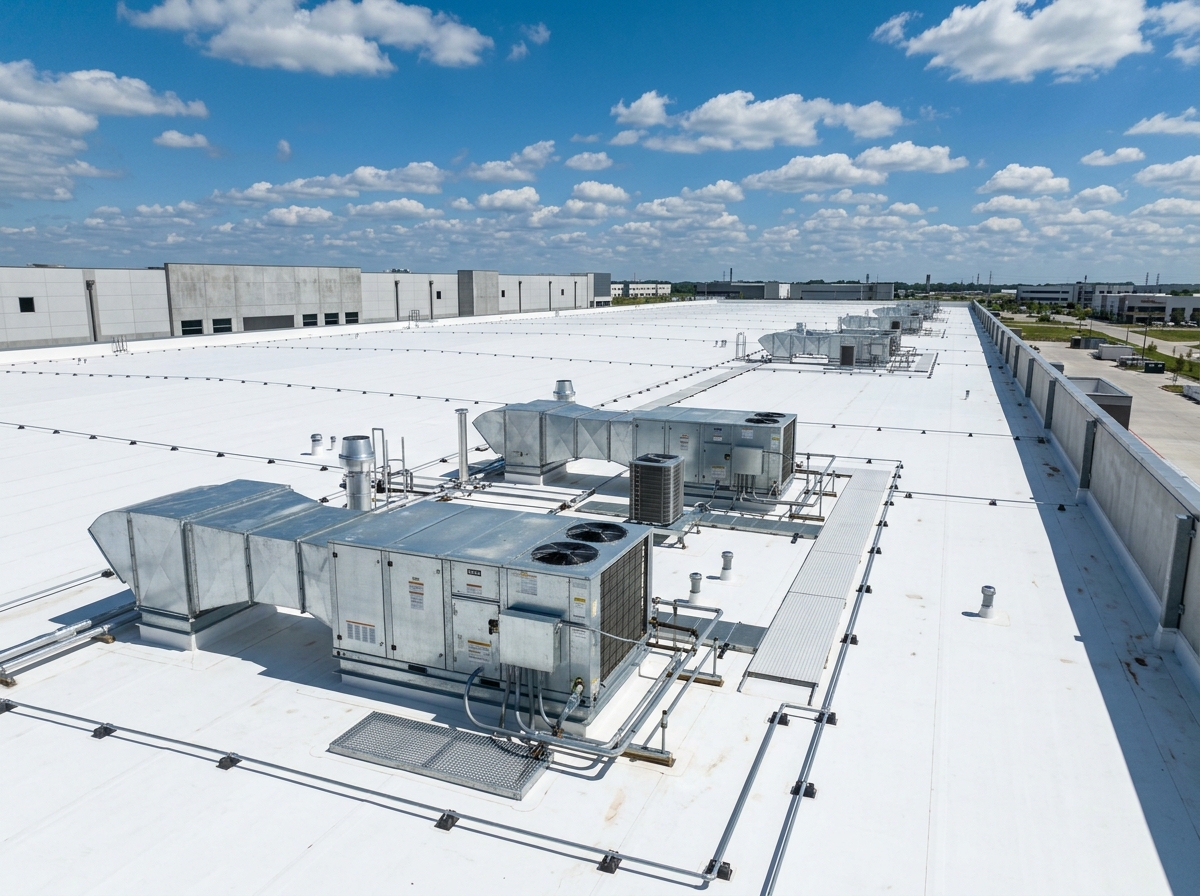 Commercial flat roof installation
