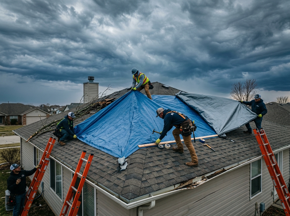 Emergency roof tarping and repair service
