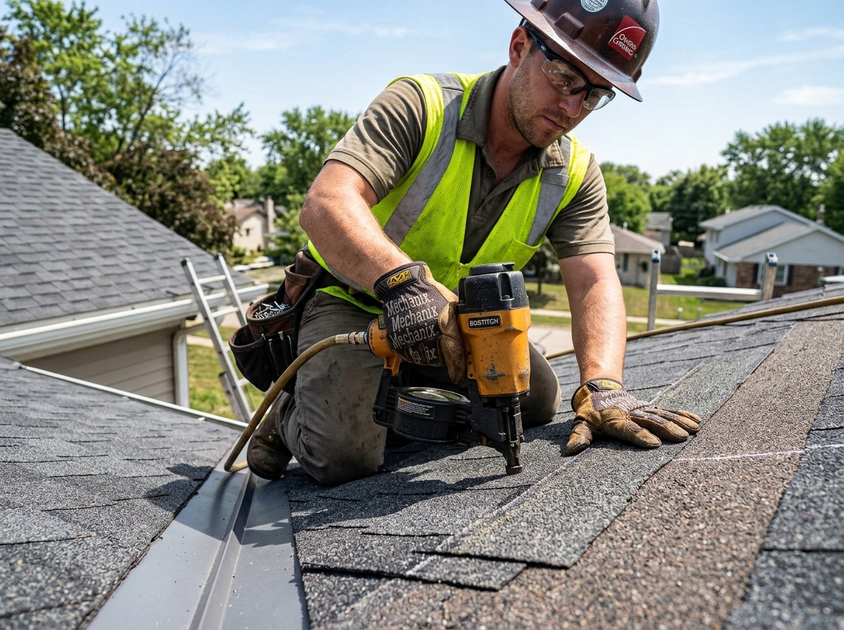 Roof replacement project with architectural shingles